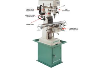 Image of Grizzly Industrial 6in. x 26in. Vertical Mill with LED Worklight G0801