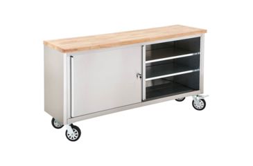 Image of Grizzly Industrial 72in. 2-Door Stainless Steel Industrial Cabinet with Wood Top, T27878