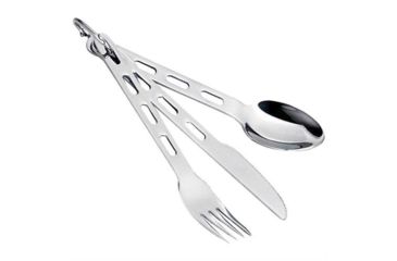 Image of GSI Glacier Stainless Cutlery Set, 3 Pc, Silver, Stainless Steel, 2 Year MFG Warranty, GSI-61003