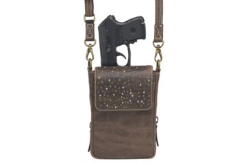 Image of Gun Tote'n Mamas Concealed Carry X-Body Smartphone Pouch, Distressed Leather, Brown, GTM-CZY/07