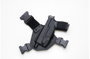 Image of GunfightersINC Kenai Light Bearing Chest Holster, Glock 17, Tlr-7A, Black/Black, Black Harness, Left Hand, KN-LB-Glock17-TLR7A-00000032