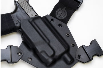 Image of GunfightersINC Kenai Light Bearing Chest Holster, Glock 17, Tlr-7A, Black/Black, Black Harness, Left Hand, KN-LB-Glock17-TLR7A-00000032