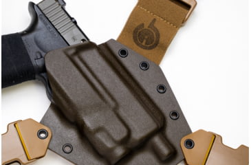 Image of GunfightersINC Kenai Light Bearing Chest Holster, Glock 17, Tlr-7A, MAS Grey/ Coyote, Coyote Harness, Right Hand, KN-LB-Glock17-TLR7A-00000041
