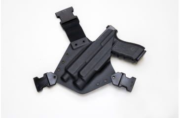 Image of GunfightersINC Kenai Light Bearing Chest Holster, Glock 20, Tlr-1, Black/Black, Black Harness, Left Hand, KN-LB-Glock20-TLR1-00000092