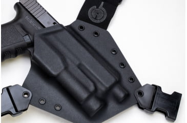 Image of GunfightersINC Kenai Light Bearing Chest Holster, Glock 20, Tlr-1, Black/Black, Black Harness, Left Hand, KN-LB-Glock20-TLR1-00000092