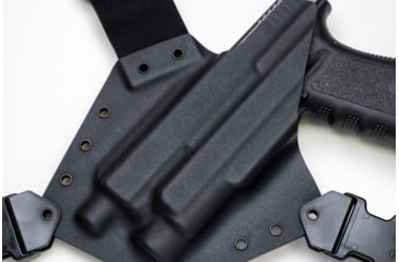 Image of GunfightersINC Kenai Light Bearing Chest Holster, Glock 20, Tlr-1, Black/Black, Black Harness, Left Hand, KN-LB-Glock20-TLR1-00000092