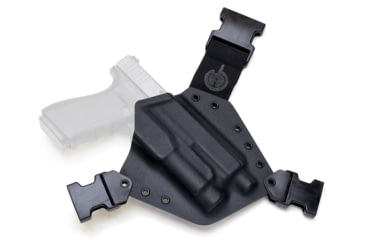 Image of GunfightersINC Kenai Light Bearing Chest Holster, Glock 20, Tlr-1, Black/Black, Black Harness, Left Hand, KN-LB-Glock20-TLR1-00000092