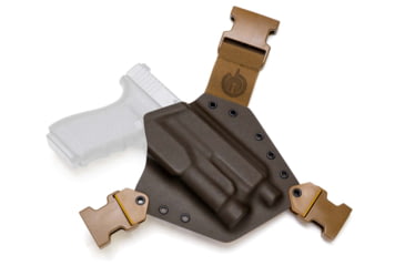 Image of GunfightersINC Kenai Light Bearing Chest Holster, Glock 20, Tlr-1, MAS Grey/ Coyote, Coyote Harness, Left Hand, KN-LB-Glock20-TLR1-00000102