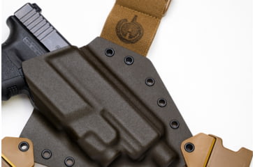 Image of GunfightersINC Kenai Light Bearing Chest Holster, Glock 19,45 Tlr-7A, MAS Grey/ Coyote, Coyote Harness, Left Hand, KN-LB-Glock19-TLR7A-00000082