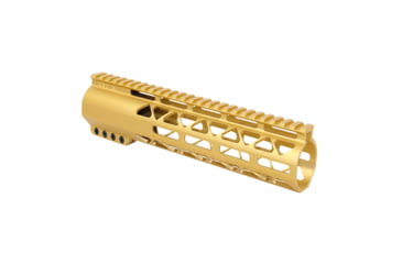 Image of Guntec USA 10in AIR-LOK Series M-LOK Compression Free Floating Handguard With Monolithic Top Rail .308 Cal, Anodized Gold, GT-10ALC-308-GOLD