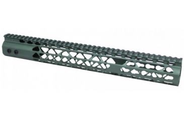 Image of GUNTEC USA 15in Air Lite Keymod Free Floating Handguard With Monolithic Top Rail, Anodized Green GT-15JK-AL-GREEN