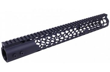 Image of GUNTEC USA 15in Air Lite Series Honeycomb Keymod Free Floating Handguard with Monolithic Top Rail, Black GT-15HC-AL