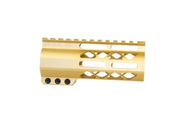 Image of Guntec USA 5 AIR-LOK Series M-LOK Compression Free Floating Handguard w/ Monolithic Top Rail, Anodized Gold, GT-5ALC-GOLD