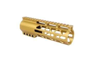 Image of Guntec USA 7in .308 Caliber AIR-LOK Series M-LOK Compression Free Floating Handguard With Monolithic Top Rail, Anodized Gold, GT-7ALC-308-GOLD