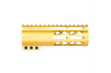 Image of Guntec USA AirLok Series M-LOK Compression Free Floating Handguard w/Monolithic Top Rail, 6in, Gold, GT-6ALC-GOLD
