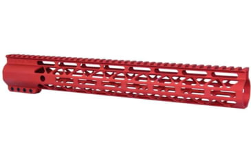 Image of Guntec USA AR-15 15in Air-Lok Series M-LOK Compression Free Floating Handguard w/ Monolithic Top Rail, Anodized Red, GT-15ALC-RED