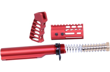Image of Guntec USA AR-15 4in Pistol Brace Build Kit With Milspec Buffer Tube, Anodized Red, ULTRA-BBK4-RED