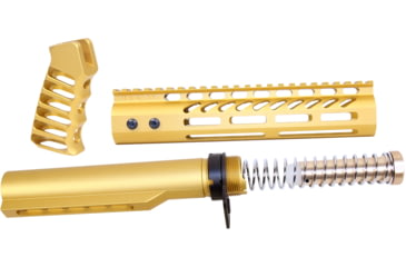 Image of Guntec USA AR-15 9in Pistol Brace Build Kit With Milspec Buffer Tube, Anodized Gold, ULTRA-BBK9-GOLD