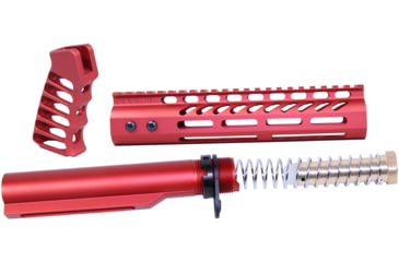 Image of Guntec USA AR-15 9in Pistol Brace Build Kit With Milspec Buffer Tube, Anodized Red, ULTRA-BBK9-RED