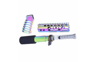 Image of Guntec USA AR-15 Pistol Furniture Set, Matte Rainbow Pvd Coated, AR-PISTOL-SET-MLK-M-RPVD