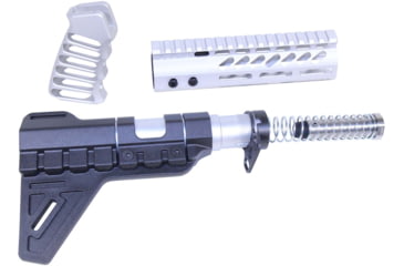 Image of Guntec USA AR-15 Pistol Furniture Set W/Micro Breach Pistol Brace Anodized Clear, Anodized Clear, AR-PISTOL-SET-MLK-PB-CLEAR