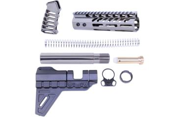 Image of Guntec USA AR-15 Pistol Furniture Set W/Micro Breach Pistol Brace Black Chrome, Black Chrome, AR-PISTOL-SET-MLK-PB-BC