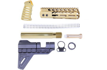 Image of Guntec USA AR-15 Pistol Furniture Set W/Micro Breach Pistol Brace Gold Plated, Gold Plated, AR-PISTOL-SET-MLK-PB-GP