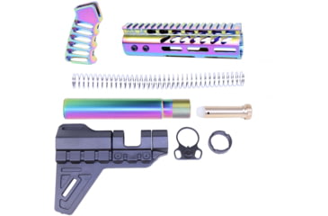 Image of Guntec USA AR-15 Pistol Furniture Set W/Micro Breach Pistol Brace Matte Rainbow PVD Coated, Matte Rainbow PVD, AR-PISTOL-SET-MLK-PB-M-RPVD