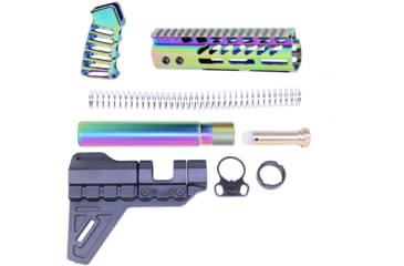 Image of Guntec USA AR-15 Pistol Furniture Set W/Micro Breach Pistol Brace Rainbow PVD Coated, Gloss Rainbow PVD, AR-PISTOL-SET-MLK-PB-RPVD
