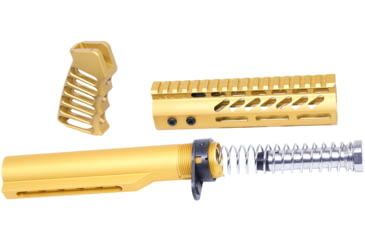 Image of Guntec USA AR-15 Pistol Furniture Set With Miltube, Anodized Gold, AR-PISTOL-SET-MIL-GOLD