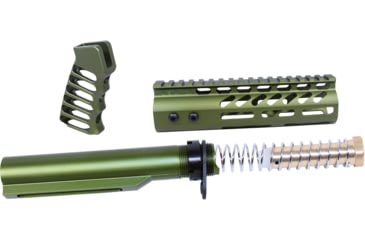 Image of Guntec USA AR-15 Pistol Furniture Set With Miltube, Anodized Green, AR-PISTOL-SET-MIL-GREEN