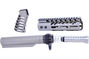 Image of Guntec USA AR-15 Pistol Furniture Set With Miltube, Black Chrome, AR-PISTOL-SET-MIL-BC