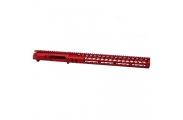 Image of GUNTEC USA Ar 15 Stripped Billet Upper Receiver &amp; 15in Ultralight Series Keymod Handguard Combo Set, Anodized Red, GT-UPPER-SET-RED-15JK