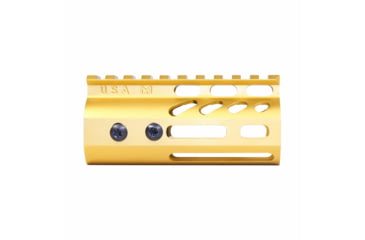 Image of Guntec USA Ultra Lightweight Thin M-LOK System Free Floating Handguard w/Monolithic Top Rail, 4in, Gold, GT-4MLK-GOLD