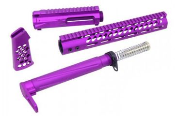 Image of Guntec USA Ultralight Series Furniture Set, AR-15, 5.56 Upper Receiver, 12 inch Rifle Length M-LOK Handguard, Fixed Stock/Buffer Assembly, Pistol Grip, Anodized Purple 12MLK-SET-UPPER-PURPLE