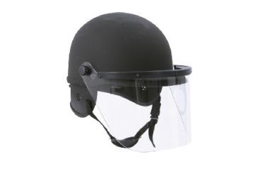 Image of Hatch Fiberglass Riot Helmet Half Shell w/sizing strips and 3mm Face Shield, Flat Black, 7 1/2in-7 3/4in