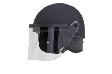 Image of Hatch Polycarbonate Riot Helmet Half Shell w/combi fit pads and 3mm Face Shield, Flat Black, 6 1/2in-7 3/8in 