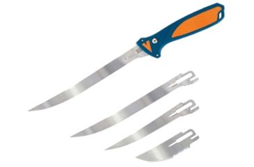 Image of Havalon Talon Fish Interchangeable Fixed Blade Knife Set, 4 Blades, Roll-Pack, Clam Pack, Blue/Orange, XTC-TF