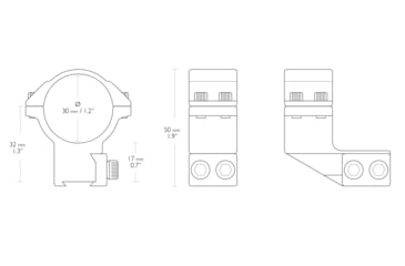 Image of Hawke Sport Optics Dovetail 30mm Scope Rings, 2-Pieces, 1in Extension, Black, 22122