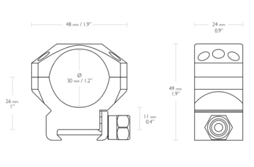 Image of Hawke Sport Optics Tactical Rings Weaver - 2-Pieces, 30mm, Medium, Black, 24116