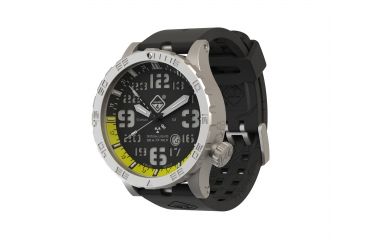 Image of Hazard 4 Heavy Water Diver, 50mm Titanium GMT Watch with Tritium, Black Dial, White Texts, Green/Yellow Tritium, HWD-TI-G-Y-KW-GGYG