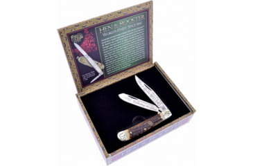 Image of Hen &amp; Rooster 170Th Anniv Trapper Folding Knife, Mirror SS Clip/ Spey Blades, Stag Bone Handle, HR312170DS