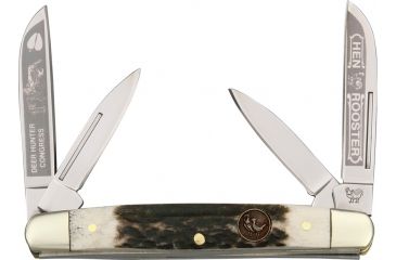 Image of Hen &amp; Rooster Deer Hunter Congress Folding Knife,3.375in closed,Stainless Blade, Genuine Deer Stag Handle HR214DSDH
