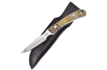 Image of Hen &amp; Rooster Fixed Blade Horn Knife, 3 satin finish stainless blade, Rams and ox horn handle, HR-5025ROR