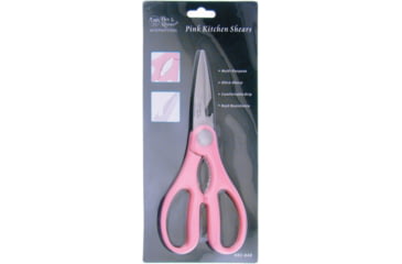 Image of Hen &amp; Rooster Kitchen Shears Pink, Kitchen Shears, 8in Overall, 2.88in SS Blades, Pink Synthetic Handles, Nutcracker Notch, Bottle Opener, Pink, HRI-040