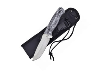Image of Hen &amp; Rooster Knife, 8.5in Overall, 3.75in Satin SS Blade, Black/White Textured G10 Handle, Black Nylon Sheath, HR-006BLK