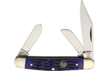 Image of Hen &amp; Rooster Stockman Blue Pick Bone Folding Knife,Clip,Spey and Sheepsfoot,Blue,Pick Bone Handle HR333BLPB