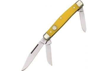 Image of Hen &amp; Rooster Stockman Yellow Folding Knife,Clip/Spey/Sheepsfoot Blade, Yellow Celluloid Handle HRS273Y