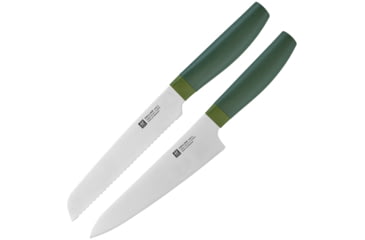 Image of HENCKELS ZWILLING Green Now-S Completer Set, 5in Serrated Utility Blade/ 5.5in Prep Blade, Green Polypropylene Handle, 53071-002