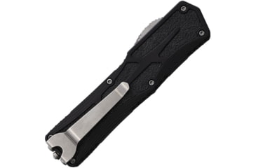 Image of Heretic Knives Auto Colossus OTF Automatic Folding Knives, 3.5in, Stonewash Finish CPM MagnaCut Stainless Blade, Full Serrated Tanto, Black Aluminum Handle, H0402C